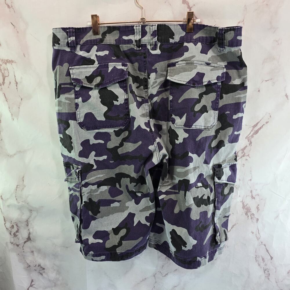 Victorious Shorts Mens 42 Camo 13 Inch Purple Gray Woodland Cargo Bermuda